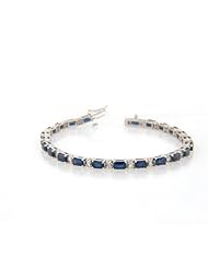 10.23cttw Emerald Cut 5x3 Sapphire and Diamond Bracelet set in 14k Gold