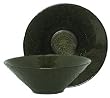 Glass Ornate Beaded Design Caper Green Salad Bowl 7.25" D