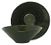 Glass Ornate Beaded Design Caper Green Salad Bowl 7.25" D