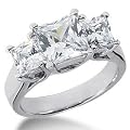 2.00CT 14k White Gold Princess Square Cut Three Stone Past Present Future Diamond Anniversary Engagement Ring Color (H/I) Clarity (I1/I2) Size 6