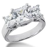2.00CT 14k White Gold Princess Square Cut Three Stone Past Present Future Diamond Anniversary Engagement Ring Color (H/I) Clarity (I1/I2) Size 6