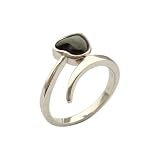 Curled Black Heart Sterling Silver Ring Size 5
