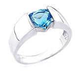 Sterling Silver Heart Blue Topaz Ring, Size 7.5