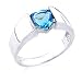 Sterling Silver Heart Blue Topaz Ring, Size 7.5