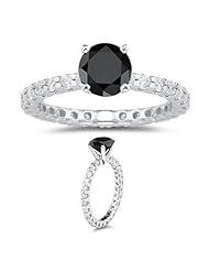 2.20 Cts Black & White Diamond Ring in 14K White Gold
