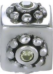 Persona Sterling Silver White CZ Cube Charm fits Pandora, Troll & Chamilia European Charm Bracelets
