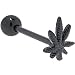 Black Titanium Anodized 3-D POT LEAF Barbell Tongue Ring Black Titanium Anodized 3-D POT LEAF Barbell Tongue Ring