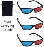 Hannah Montana 3D Glasses for 3D DVD (3 Pair, Plastic, Anaglyph) + BONUS Velvet Carrying Pouch