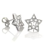 Sterling Silver Cubic Zirconia CZ Star Earrings