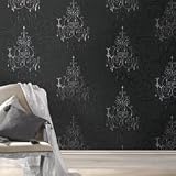Vymura Tiarna Black Chandelier Wallpaper MO238