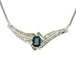 Natural Sapphire & Diamond Drop Necklace White Gold Serpentine Necklace