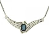 White Gold Serpentine Necklace Sapphire & Diamond Drop