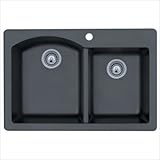 Swanstone QZDB-3322.170 33-Inch by 22-Inch Drop-In Double Bowl Kitchen Sink, Espresso