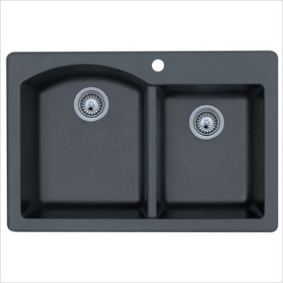Swanstone QZDB-3322.170 33-Inch by 22-Inch Drop-In Double Bowl Kitchen Sink, Espresso