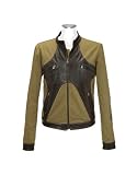Forzieri Brown & Olive Italian Leather and Cotton Motorcycle Jacket