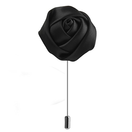 Men Lapel Flower Brooch Boutonniere Tuxedo Stick Pin Black