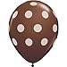 Balloons 11 Inch Premium Latex Brown and Rose Pink Balloons with White Polka Dots Polka Dots Pkg/6