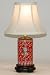 Small Red Porcelain Accent Table Lamp with Yellow & Green