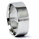8MM Solid Flat Comfort Fit 950 Platinum Mens Wedding Ring Polished Band 6-12 New