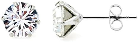 FAVAVA Rhodium Plated Diamod Color Stud Earrings Made With Genuine Swarovski Elements Crystals