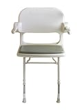 AKW Padded Fold Up Shower Seat with Back and Arms, Gray