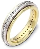4.5mm Titanium & 18 Karat Yellow Gold 38 Diamond SPINNING Wedding Band