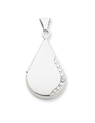 14k Gold 21mm Tear Drop Diamond Set Locket