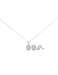 Nickel Free Sterling Silver Pendant & Earring Sets Flower Style CZ Set