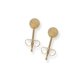 Large (L) Size 14k Yellow Gold 5mm Stardust Pave Cut Ball Stud Earrings, HypoAllergenic