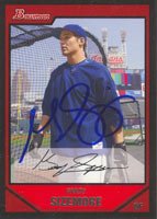 Grady Sizemore, Cleveland Indians, 2007 Bowman Autographed Card
