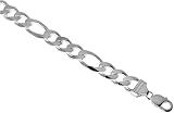 Sterling Silver 1/2 (12.5 mm) Heavy Figaro Chain, NICKEL FREE. Sizes 8, 9, 20, 22, 24, 26, 28, 30
