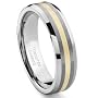 6MM Tungsten Carbide 14K Gold Inlay Wedding Band Ring Size 5-13