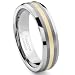 6MM Tungsten Carbide 14K Gold Inlay Wedding Band Ring