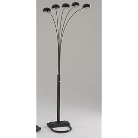 Black Metal 5-Cap Arc Sofa Floor lamp
