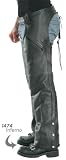 Deep Pocket Premium Naked Cowhide Unisex Motorcycle Chaps - Color : black - Size : Medium