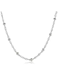 Sterling Silver Singapore with 2mm Bead Stations Chain Necklace
