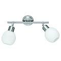 TRIO-Leuchten 873810207 ES-Balken, inklusiv 2 x E14, 11W, Spirale, L�nge 30 cm, Nickel matt, Glasopal matt, � 10 cm