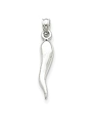 14k White Gold Small Italian Horn Pendant