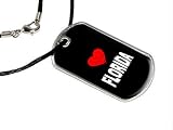 Florida Love - Military Dog Tag Black Satin Cord Necklace