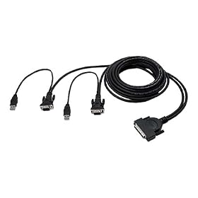Belkin - OmniView Dual Port Cable, USB - C�ble clavier vid�o souris (KVM) - USB � 4 broches, type A, HD-15 (M) - DB-25 (M) - 1.8 m - Moul� - pour Belkin 17, 19, OmniView 17, Titan 17; OmniView Dual-User PRO3; OmniView ENTERPRISE