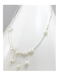 White (Natural) Fresh Water Pearls Necklace In 92.5 Sterling Silver
