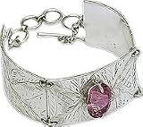 Antique Jewelry Link Bracelet Sterling Silver and Gemstones Indian-Style