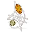 Cognac and Green Amber Ring