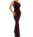 Blue Banana Purple Diamante One Shoulder Long Dress