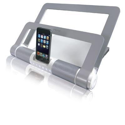 LifeWorks iStand Notebook Media Center with Built-in Speakers - Silver Color.