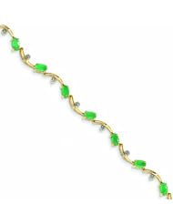 2.8 Carat 14K Gold Diamond and Emerald Oval Bracelet