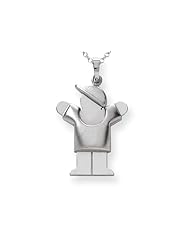 The Kids® Puffed Boy with Hat on Right Engraveable Charm / Pendant in 14 kt White Gold