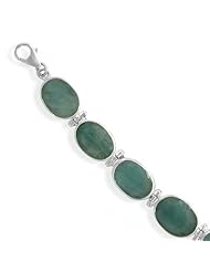 Genuine Emerald Bracelet Rough-cut Stones Adjustable Length Sterling Silver