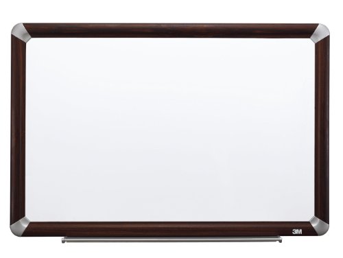 3M Dry Erase Board Elegant Style Mahogany Colored Aluminum Frame Porcelain 72 Inches x 48 Inches