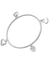 MMA Silver - Bangle Heart Charm Bracelet
